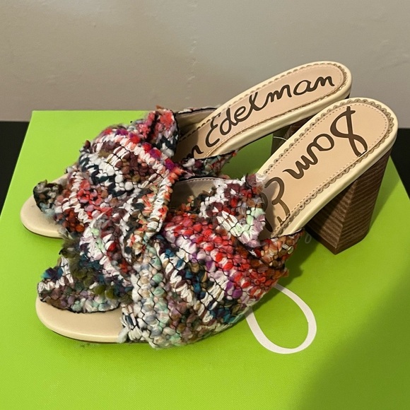 Sam Edelman Oda Slide Tweed Multicolor Knot Top Mule - Picture 5 of 14